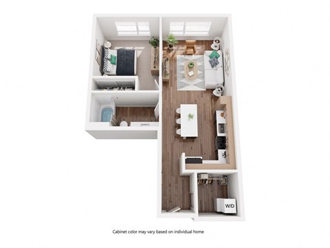Floor plan for 1 bed, 1 bath, 850 sqft